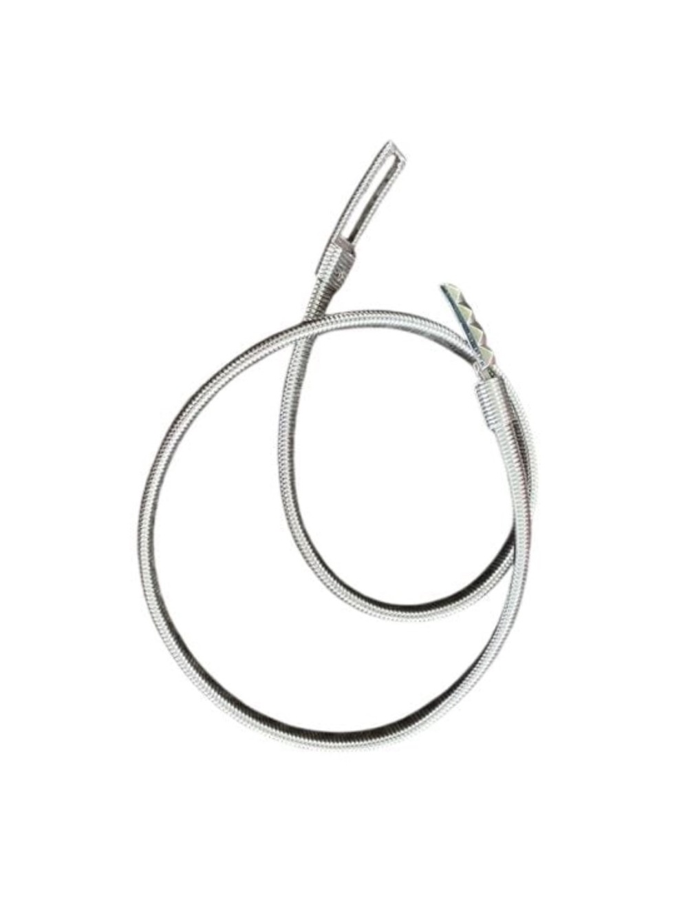 Vintage Skinny Silver Tone Coiled Metal Spring Stretch Belt with Geometric Clasp
